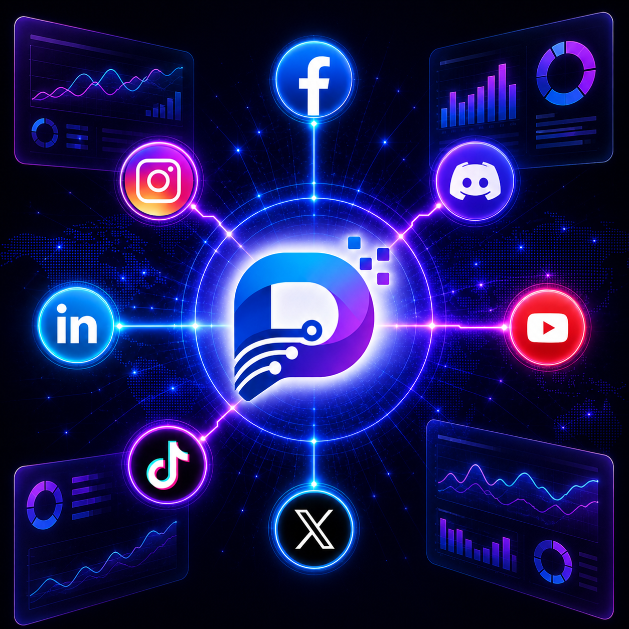 Plostr dashboard showing posts across multiple platforms